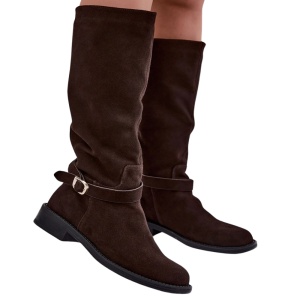 Cizme din piele naturala JULIETA Brown - Img 2