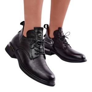 Ghete din piele naturala LEIRE Black - Img 2