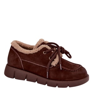 Ghete imblanite din piele naturala LARA Brown