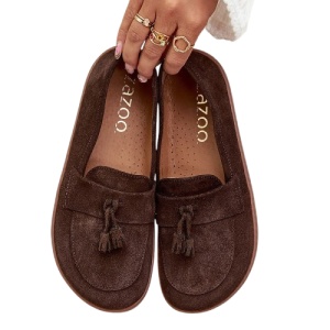 Pantofi din piele naturala BAREFOOT Fringe Brown - Img 3