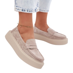 Pantofi din piele naturala CARA Beige - Img 2