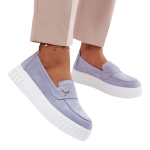 Pantofi din piele naturala NAIARA Bleu - Img 2