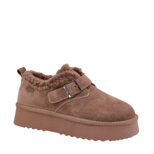 Papuci imblaniti din piele naturala NURIA Beige