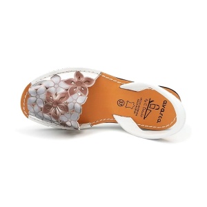 Sandale din piele AVARCA FLOWER WEDGE White - Img 2