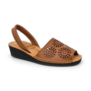 Sandale din piele AVARCA RAY Wedge Camel - Img 2