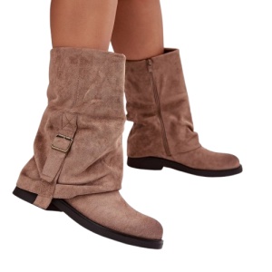 Cizme din piele ecologica DINALA Beige