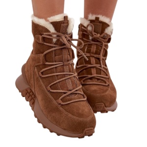 Cizme imblanite din piele naturala CROCO Camel - Img 2
