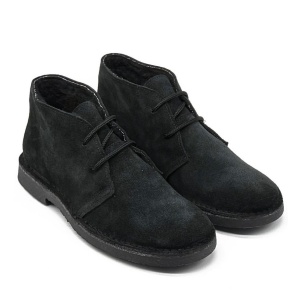 Ghete imblanite din piele intoarsa SAFARI ALL BLACK