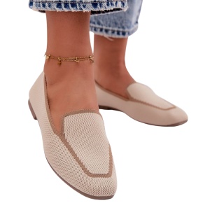 Pantofi din material textil impletit AITANA Beige - Img 2