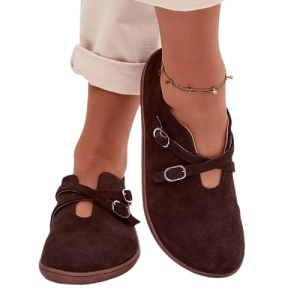 Pantofi din piele naturala BAREFOOT Cross Brown - Img 3