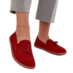 Pantofi din piele naturala BAREFOOT Fringe Red - Img 2