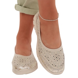 Pantofi din piele naturala INES Beige - Img 3