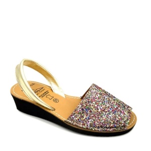 Sandale din piele AVARCA GLITTER WEDGE Multicolor