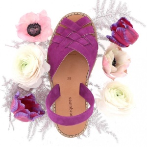Sandale din piele MINORQUINES Compostelle VELVET Fuchsia - Img 3