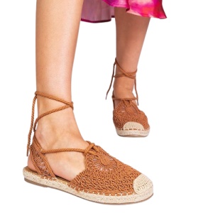 Sandale din textil impletite RELIS Camel - Img 3