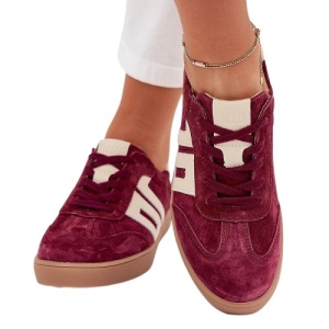 Sneakersi din piele naturala VELO Burgundy - Img 3