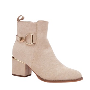 Botine din piele ecologica NAVINA Nude