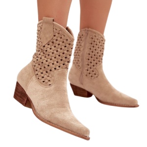 Botine din piele ecologica NURIA Beige - Img 2