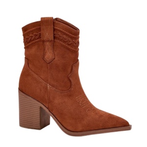 Botine din piele ecologica VERONA Camel