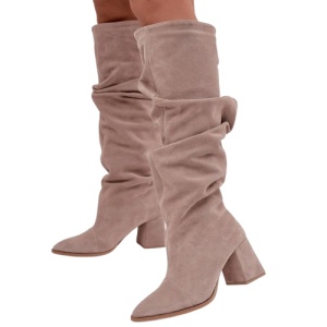 Cizme inalte din piele naturala MONIKA Beige - Img 2