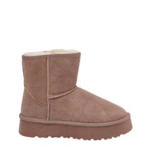 Cizme medii imblanite din piele naturala VEKA Beige
