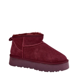 Cizme mini imblanite din piele naturala CEKA Burgundy