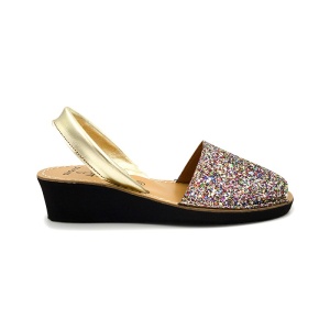Sandale din piele AVARCA GLITTER WEDGE Multicolor - Img 2