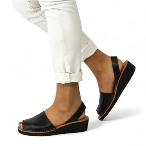 Sandale din piele AVARCA WEDGE Black - Img 5
