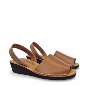Sandale din piele AVARCA WEDGE Camel Gel