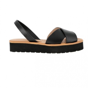 Sandale din piele MINORQUINES Platja PLATFORM Muro Black - Img 3