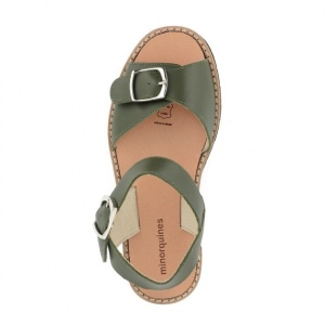 Sandale din piele naturala MINORQUINES BUCKLE Army - Img 3