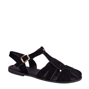 Sandale tip roman din piele ecologica ARACELI Black