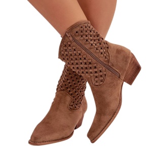 Botine din piele ecologica NURIA Camel - Img 3