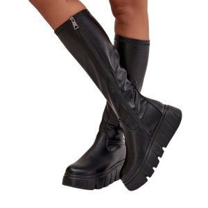 Cizme din piele ecologica COLETTE Black - Img 2
