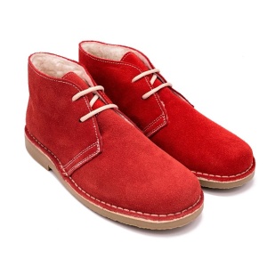 Ghete imblanite din piele intoarsa SAFARI RED
