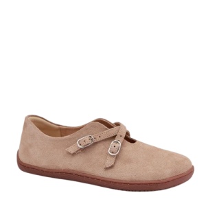 Pantofi din piele naturala BAREFOOT Cross Taupe