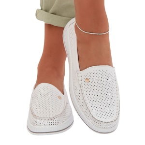 Pantofi din piele naturala LOLA White - Img 3