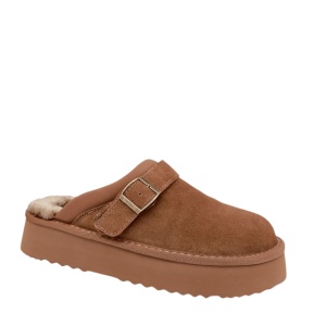 Papuci imblaniti din piele naturala ELOISA Beige