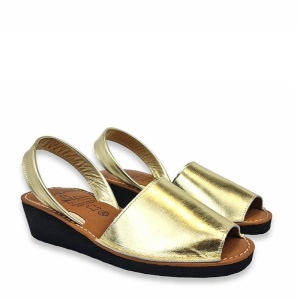 Sandale din piele AVARCA Metal Wedge Gold
