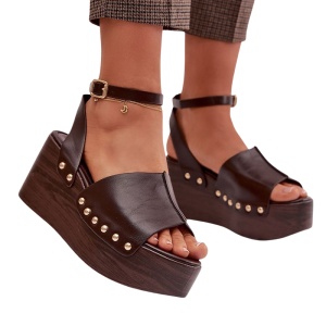 Sandale din piele ecologica CARINA Brown - Img 2