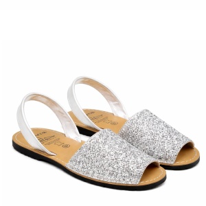 Sandale din piele naturala, AVARCA GLITTER Silver