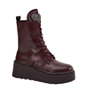 Bocanci din piele naturala JEZZI Burgundy