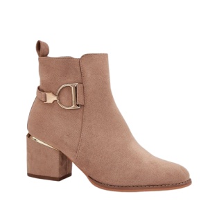 Botine din piele ecologica NAVINA Bej