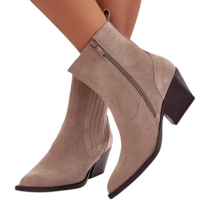 Botine din piele naturala GAMBIA Beige - Img 3