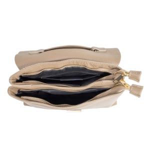 Geanta din piele naturala NIKA Beige - Img 4