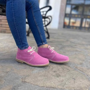 Ghete imblanite din piele intoarsa SAFARI Pink - Img 3