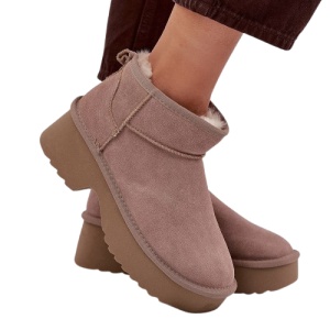 Ghete imblanite din piele naturala ENEDY Beige - Img 2
