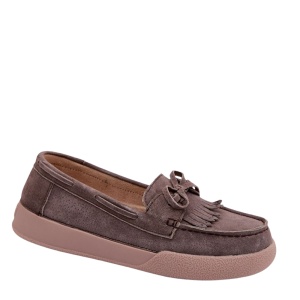 Pantofi din piele naturala VEGA Taupe
