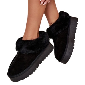 Papuci imblaniti din piele naturala TOTO Black - Img 2