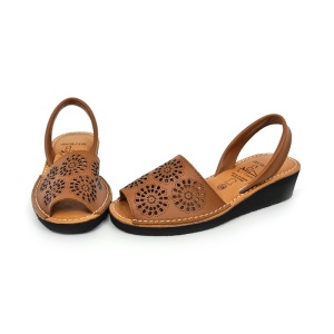 Sandale din piele AVARCA RAY Wedge Camel - Img 6